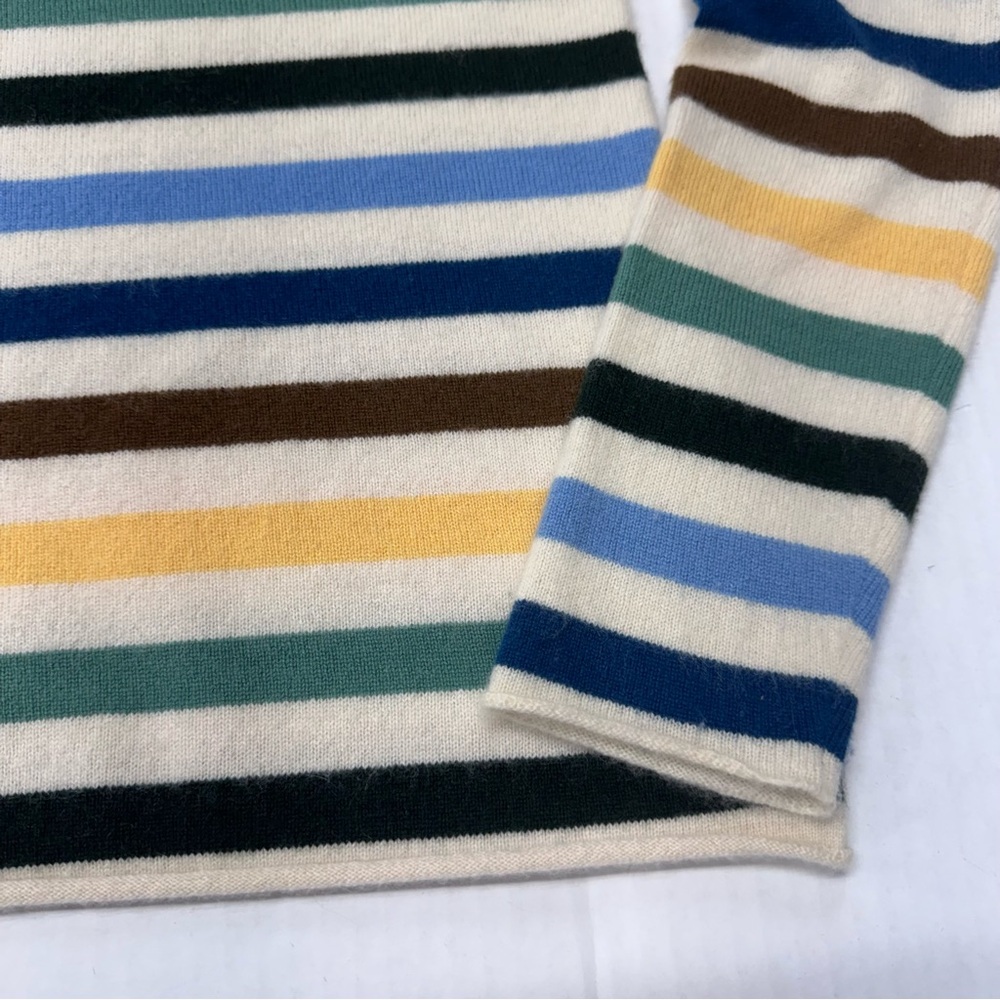 Vince Mixed Striped Cashmere Sweater Crewneck Size L Cozy Preppy - Picture 5 of 13
